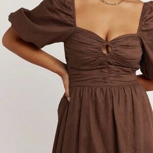 DISSH Brown Ruched Mini Dress
